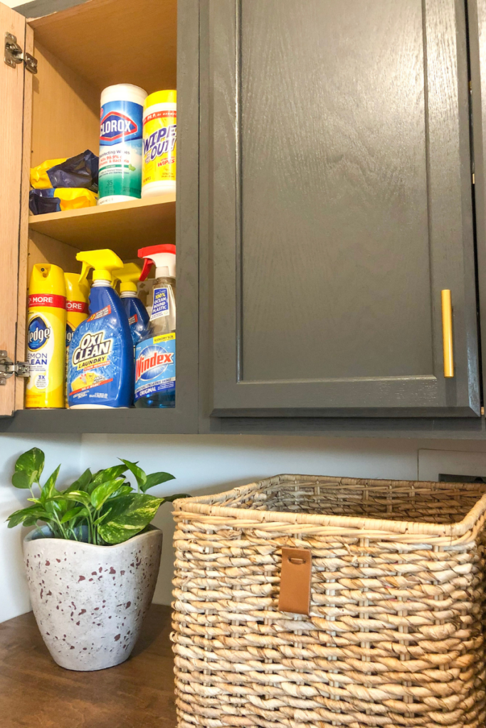 added cabinet storage in upgraded laundry room modern farmhouse
