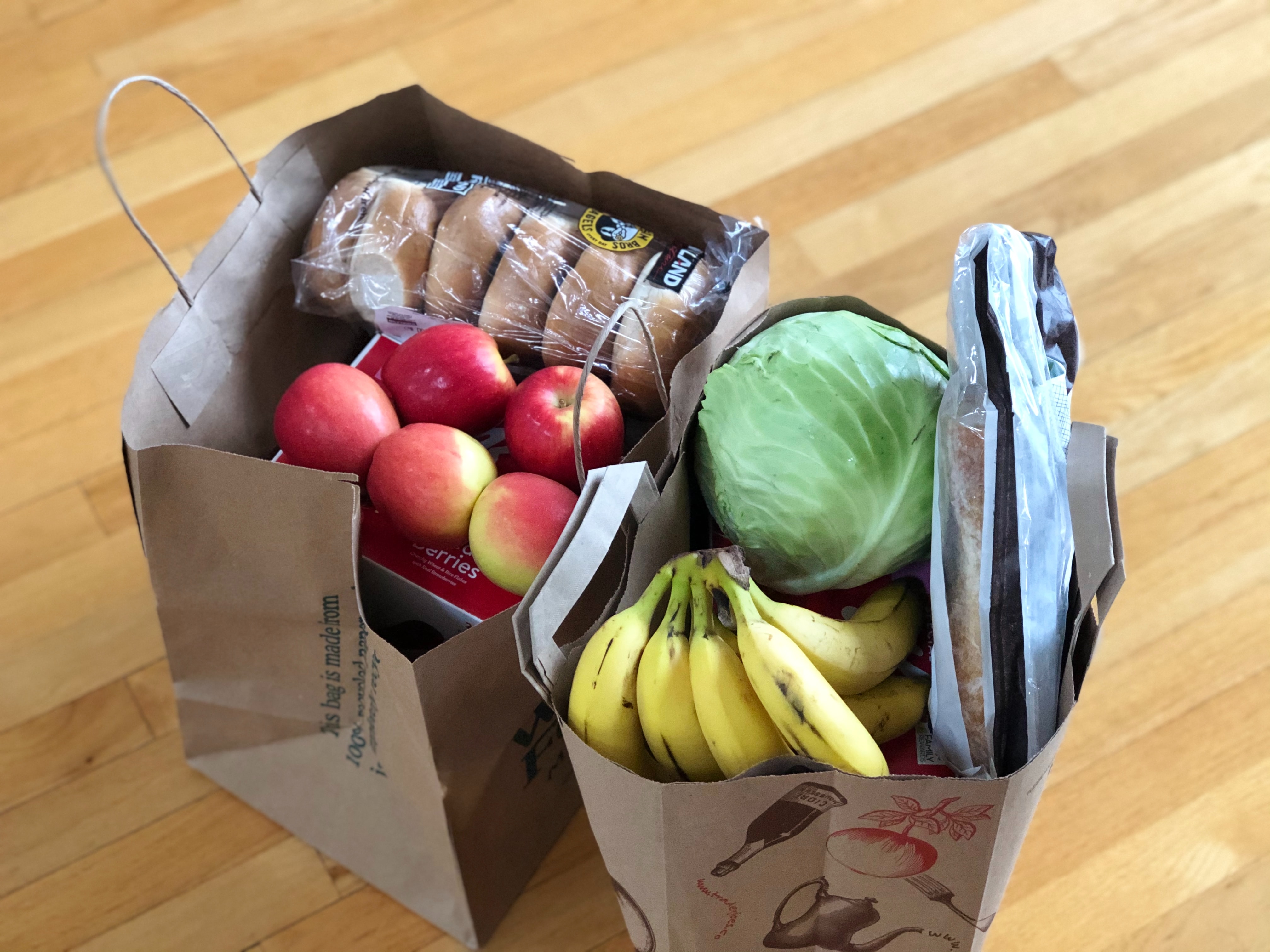 bag of groceries on the ground