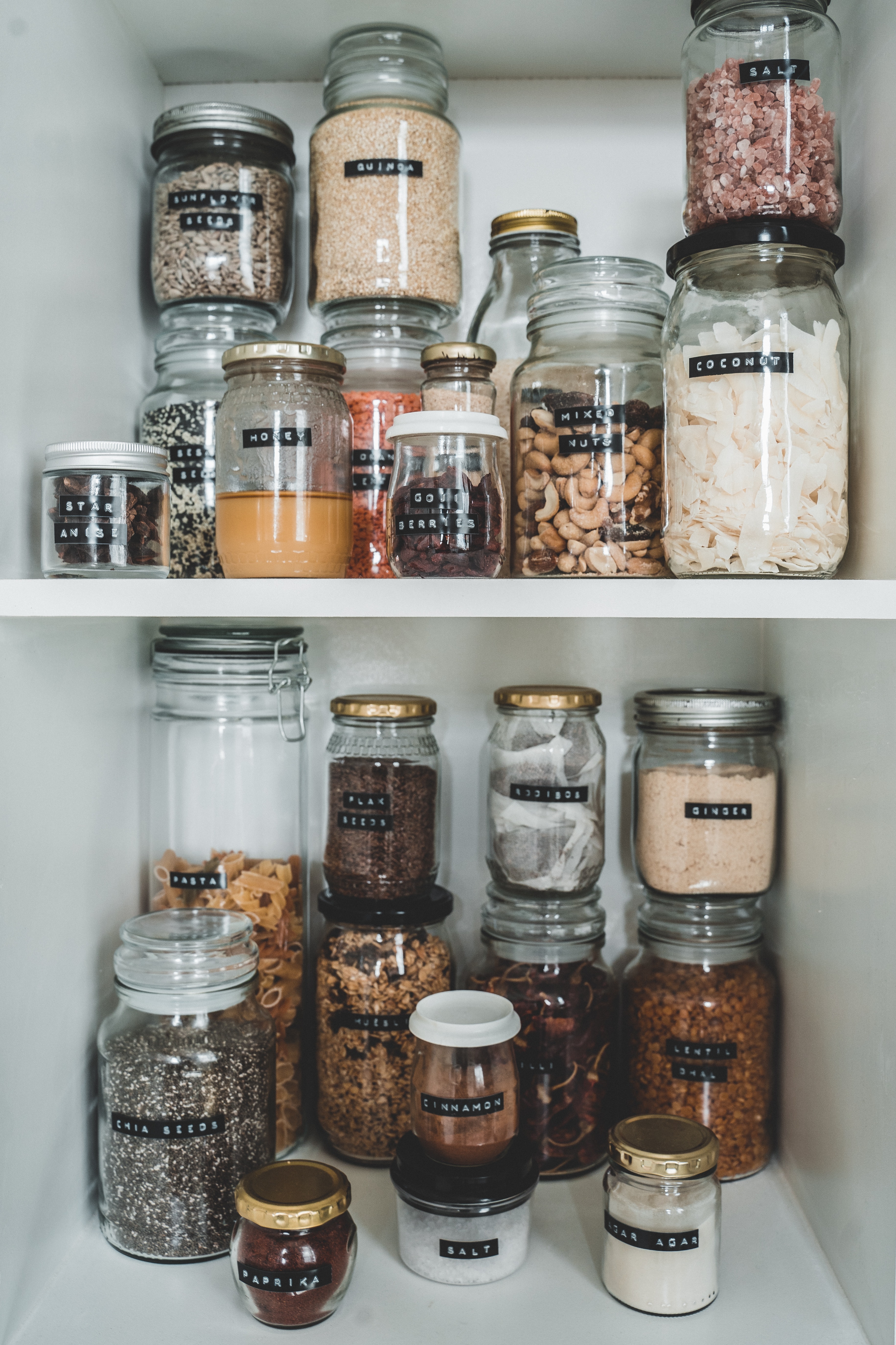 pantry staples in jars 